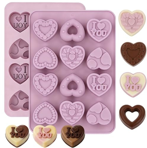 Moldes de chocolate con forma de corazón, moldes de chocolate 3D, moldes de galletas para fondant, para vacaciones, día de San Valentín, caramelos, caramelos, dulces y pasteles