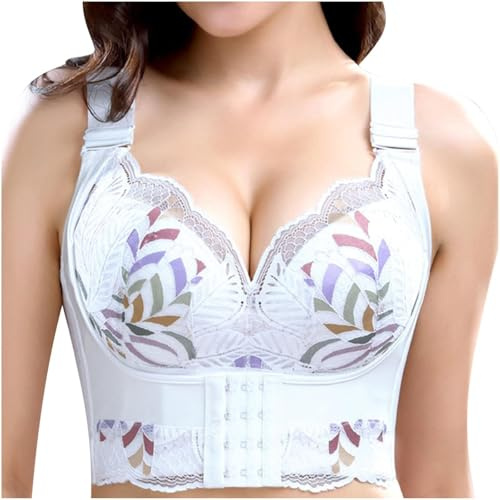 Wireless Bras for Women UK Full Coverage Support No Underwire Bralettes Sexy Soft Comfort Hide Corset Top The Bra Seamless Wire Free Push Up Minimiser Back Non Wired Body and Wide Strap Padded