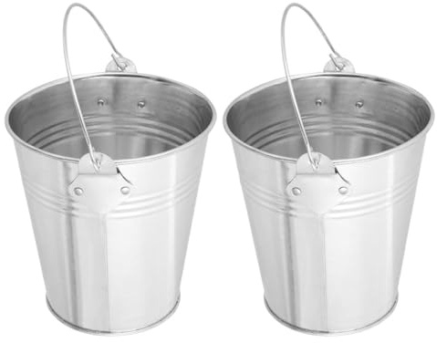 NUOBESTY Secchio per Grasso da Barbecue in Metallo 2 Pezzi, Raccogli Olio per Griglia Portatile per Cucina all'Aperto, per Picnic e Campeggio, Vaschetta Raccogli Gocce Resistente e Facile