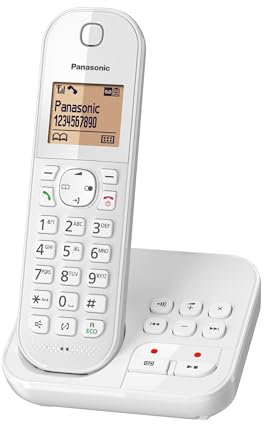 Panasonic KX-TGC420FRW Téléphone Sans Fil Répondeur Numérique, Base et Combiné Simples, Mains Libres, Identification de l'Appelant, Blocage des Appels Indésirables, Eco Plus, LCD, Blanc