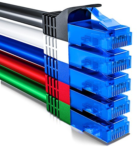 deleyCON 5x 2m CAT6 Netzwerkkabel Set - U-UTP RJ45 CAT-6 LAN Kabel Patchkabel Ethernetkabel DSL Switch Router Modem Repeater Patchpanel - Bunt