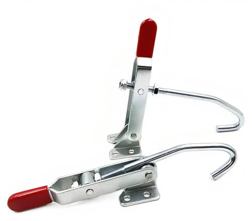 KangTeer Adjustable J Hook Toggle Clamp 2-Pack, 375 lbs Capacity Heavy Duty Quick-Release for Woodworking Jigs, Drum Smokers, Racks & Fixtures