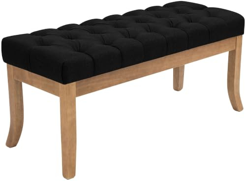 CLP Sitzbank Ramses mit hochwertiger Polsterung und Stoffbezug I Bank mit antik-Hellen Holzbeinen I Holzbank mit Einer Sitzhöhe von: 46 cm, Farbe:schwarz, Größe:100 cm