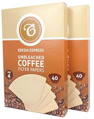 EDESIA ESPRESS – 80 Cone Coffee Filters in Paper – Coffee Filter No.4 for Manual Coffee Maker, Pour-Over and Gentle Brewing – Size 4 Brown