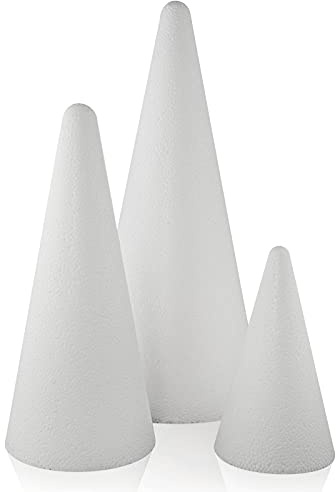 MCE-Commerce 1 cône en polystyrène Ø 7 cm Ø 9 cm 21 cm - Diamètre 12 cm - Hauteur 27 cm, Blanc