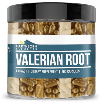 Earthborn Elements Valerian Root 200 Capsules, Pure & Undiluted, No Additives