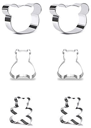 4 Pcs Teddy Bear Cookie Cutter Set Baking Mold Stainless Steel Mould for Chocolate Candy Jelly Sweets Cake