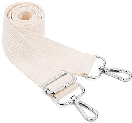 Breite Umhängetaschen Strap,Verstellbarer Ersatz Gürtel Tasche Strap mit Silber Swivel Hooks Soft Canvas Handtasche Riemen Messenger Bag Changeable Long Strap for Crossbody Handtasche (Off-White)