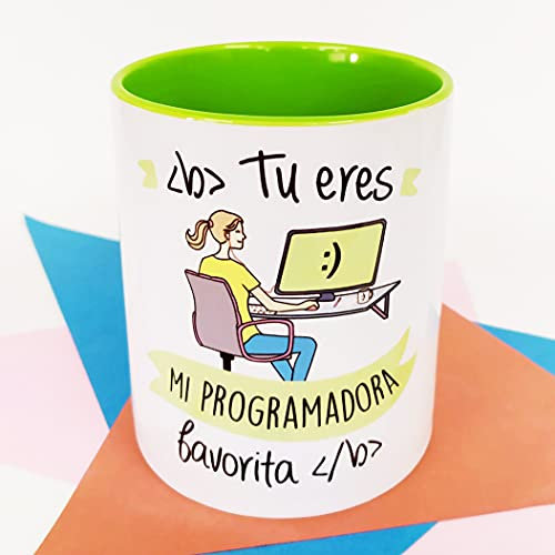 LA MENTE ES MARAVILLOSA - Taza de Cerámica con Frase |Tú Eres mi Programadora Favorita| 330 ml Regalo Original para una Programadora Muy Especial, Taza de Café y Té