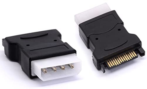 HTGuoji Molex Sata Netzadapter, Molex LP4 Power Adapter, 4 Pin Male IDE Molex Sata 15 Pin Männlich Adapter Konverter Power HDD, SSD, DVD RW, Festplatte (Molex Male)