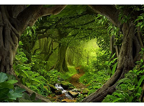 Aoihrraan 1,5x1m Forêt Enchantée Toile De Fond À Feuilles Persistantes Arbre Jungle Magique Ruisseau Printemps Chemin Naturel Paysage Photographie Conte Fée Bébé Douche Enfants Adulte Portrait Photo