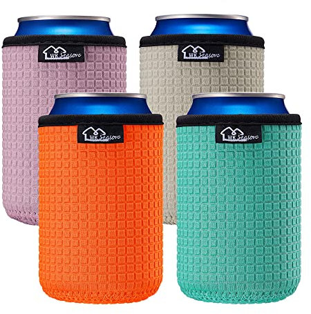 WK IEASON 12oz Standard Can Sleeves Insulators Holder Non-Slip Neoprene Can Cooler for Coco cola, White Claw and More(Orange/Grey/Green)