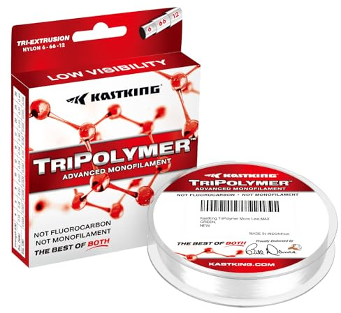 KastKing TriPolymer Advanced Monofilament Fishing Line,ICE Clear,10LB,300 Yds