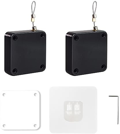 2 Pieces Punch-Free Automatic Door Closer, Automatic Door Closer with Tunnel Pull for Home, Office, Bedroom (Black) (1000G)