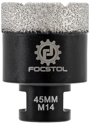 FOCSTOL Diamond Core Drill Bit - 45mm Diamond Hole Saw for Porcelain Ceramic Tile Marble Granite Quartz M14 Thread