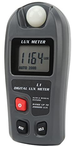 Digital Illuminance Light Meter with LCD Display, Wide Range 0.1-200,000 Lux, High Accuracy, Auto Ranging, Portable for Photography, Indoor Plants, and Outdoor