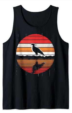 Sekretär Vogel Sonnenuntergang Retro Stil Safari Vintage 70er Jahre Tank Top
