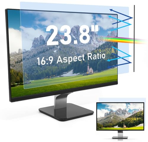 SOPPY Pellicola protettiva per schermo da 23,8 16:9, compatibile con monitor Samsung, Dell, Acer, HP, Asus, (larghezza x altezza 528 x altezza 297 mm), anti-UV, filtro per la protezione degli occhi