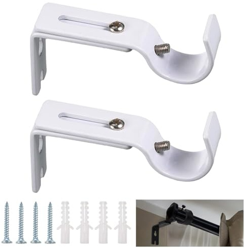 2 Stück Gardinen Halterung Verstellbare, für Schlafzimmer, Weiß