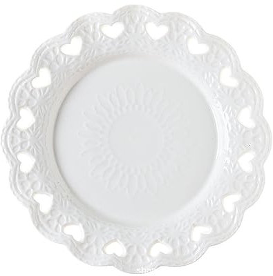 NEBE Assiette Assiette d'amour créative en Relief, Assiette Creuse en Forme de cœur Blanc Pur, Assiette à Fruits for la Maison, Assiette à gâteau en céramique, Assiette à Dessert Vaisselle