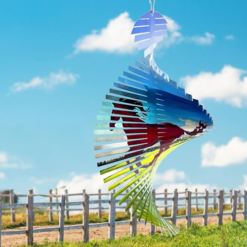 Aoedelyart Windspiel mit Pferden für Hof und Garten, erzeugt einen galoppierenden Pferdeeffekt, 38,1 cm, 38,1 cm, kinetische Gartendekoration, Windskulptur, Pferdegeschenk für