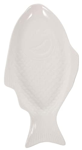 Healvian Piatto Creativo e Multifunzionale in Ceramica Bianco a Forma di Pesce Design Semplice ed Elegante per Conservazione e Uso in Feste o Ristoranti