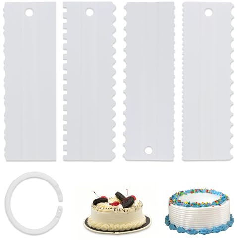 4-Piece Plastic Cake Scraper Set - Professional Edge Smoother for Cake Decorating, Durable & Easy-to-Clean