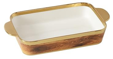 Pampa Bay Madera Rectangular Baking Dish, 13 x 9 x 2.5 tall, 3.5 qt Capacity, White Gold