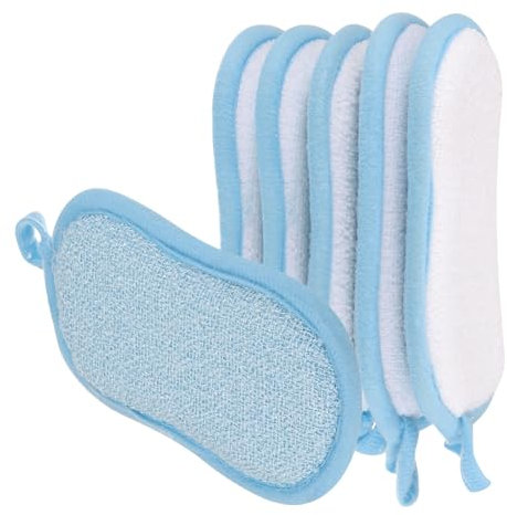 QUARKZMAN Multiusos Cocina Plato Esponja Estropajo, 5uds Antirayaduras Microfibra Estropajos Esponjas Exfoliante para Lavar Platos Limpieza Cocina, Azul