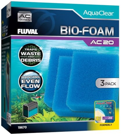 Fluval - Bioschaum für AC20 Powerfilter, 3er-Pack - für den Einsatz in Süß- & Salzwasseraquarien