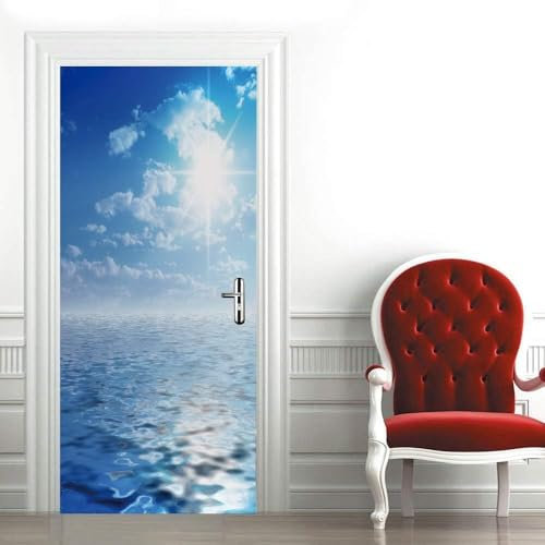 Türtapete Selbstklebend 80x210 cm Türfolie Selbstklebend Landschaft Türaufkleber Türposter Meerwasser Türsticker Fototapete 3D Effekt für Schlafzimmer Wohnzimmer Küche 4921A