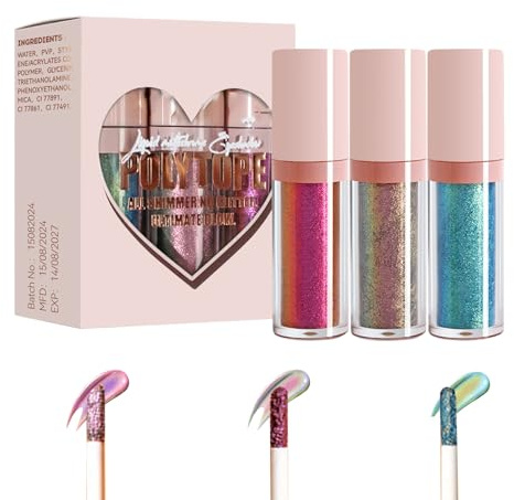 3 Stück Flüssige Chamäleon Lidschatten Make-up Meta-llic Changing Langanhaltende Multichrom Lidschatten Farbverändernder Glitzer Lidschatten, Lidschatten Schimmernd, Hochpigmentierter