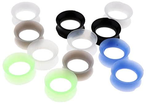 Xiaojikuaipao 12 st öronmätare i silikon tunn hud mjuka pluggar tunnlar 8 mm – 20 mm – bekväma och öronpiercing smyckesset för unika stilar och – present till daglig användning och, Inte tillgänglig,