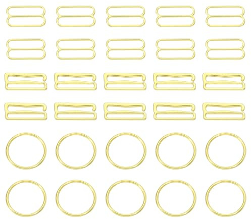sourcing map 9 Forma Bra Strap Ganci, Regolazione Slide Bra Strap Clips, Costume Da Bagno Chiusura, Reggiseno Gancio, Oro, 18 mm