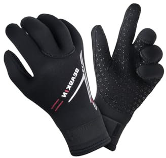 Seaskin Neoprene Gloves, 5mm Water Gloves (Black, Large)