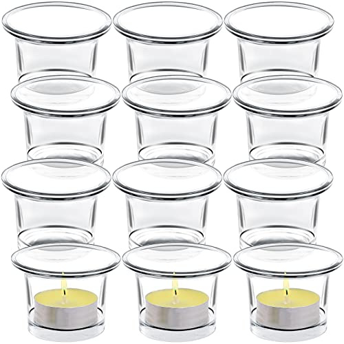 Cptoion 12 Stück Teelichthalter Glas, Teelichtgläser, Klar | Glas Votivkerzenhalter, Windlicht Glass Kerzenhalter for Teelichter, Tischdeko for Hochzeit, Geburtstag, Party
