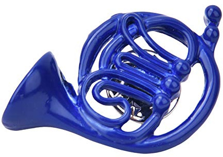 Blaues Französisches Horn, Metall French Hörner Französische Hornschlüsselkette mit Kiste Zur Dekoration