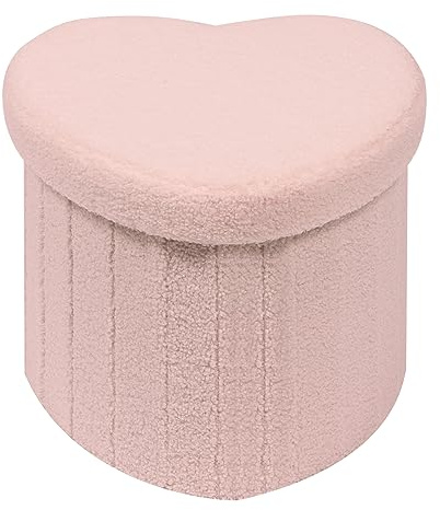 Bonlife Sitzbank mit Stauraum, klappbare Sitztruhe, Aufbewahrungsbox, Fußbank,Liebe，für Schlafzimmer Wohnzimmer Flur，Rosa，38x38x38 cm