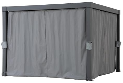 SUNJOY 4-Panel Waterproof Replacement Curtain Set for 3x3m Pergola & Gazebo, UV-Resistant Outdoor Privacy Sidewalls (Curtains Only)