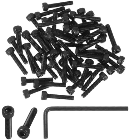PATIKIL M4 x 20mm Viti Bulloni a Testa Esagonale, 50Pz 12.9 Grado Acciaio al Carbonio Bulloni Viti a Testa Esagonale Cava Incassato con Chiavi Esagonali, Nero