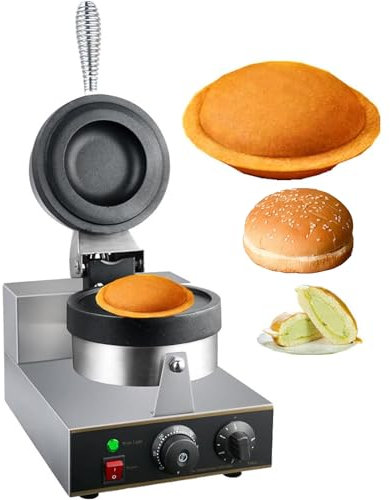 Gaufrier Commercial Rotatif Machine à hamburgers électrique, presse à hamburgers électrique 1300 W, température réglable de 50 à 300 °C, minuterie de 5 minutes, chauffage double face, revête