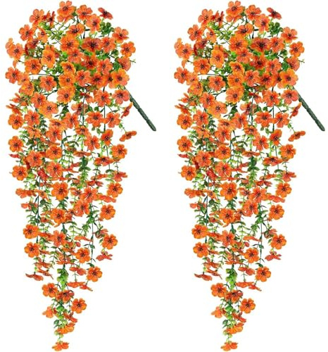 2PCS Plantas de flores artificiales colgantes de 70 cm para macetas de exterior e interior, macetas de porche, plantas colgantes para decoración de patio de jardín