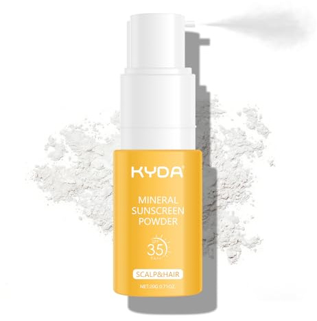 KYDA Poudre minérale Sunscreen Powder, pour Scalp & Hair, SPF 35 PA++, Scalp Sunscreen Powder, protection UV Spectrum, légère, sans reflet, 0,71 oz (02)