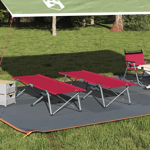 SKM Klappbares Lounge-Bett Rot Metall, Stoff Standard Faltbar,Sportartikel,Outdoor-Aktivitäten,Camping & Wandern,Camping-Möbel,Feldbetten,Rot,13.46KG,42003124