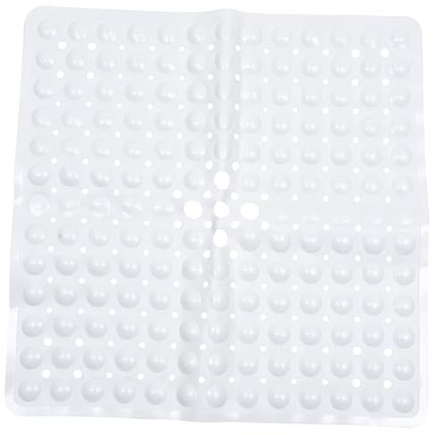 TOPBATHY 1 Pieza Alfombrilla de Ducha Antideslizante PVC Ventosas Esterilla de Masaje para Pies Cuadrada y Blanca para Baño y Ducha Resistente y Lavable