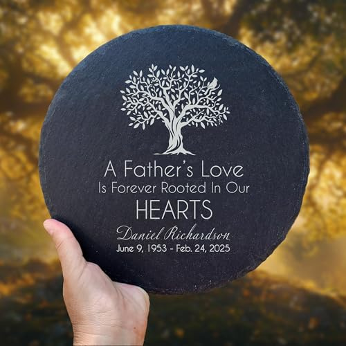 Personalized Human Memorial Stones for Loved Ones, Headstones for Graves Grave Markers for Cemetery, Sympathy Gifts for Loss of Loved One, Bereavement Remembrance Plaque Outdoors Garden Stone, In Memory of Mom Dad, Real Slate Poem Keepsake (C12)