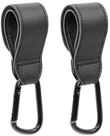 2 Pièces Crochet Poussette, Noir Universel Attache Poussettes Crochets, Mousqueton Poussette Accroche pour Sac à Langer, Courses, Sac à dos