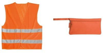 PAIF Gilet Alta visibilità Arancione con Borsa – Certificato EN ISO 20471 – Taglia Unica – Poliestere Leggero – Custodia Protettiva Inclusa (1, Arancione con Borsa)