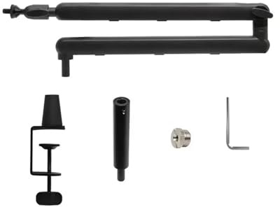 mic arm parts, Adjustable Microphone Boom Arm Mount, Mic Suspension Stand, Desk Holder Scissor,for singing(Black)