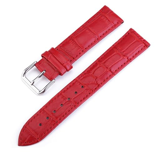 Cong Yi Klockarmband äkta läderremmar 10-24 mm 16/18/20/22/24 Klocktillbehör Högkvalitativa bruna färger klockarmband(Red,24mm)